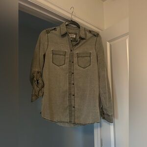 Express women’s green button up shirt